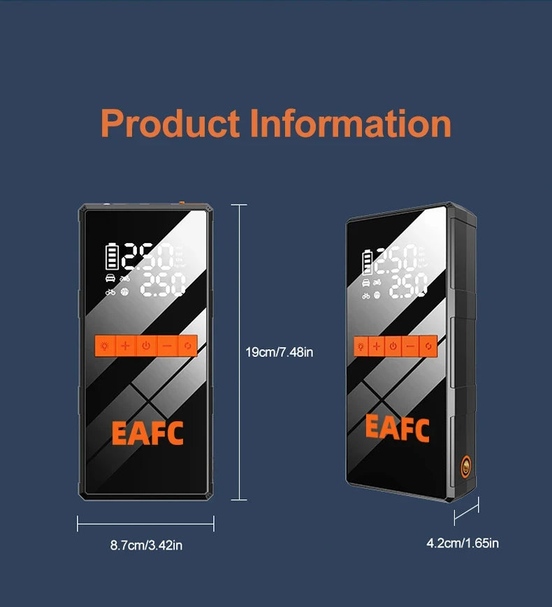 Démarreur de saut de voiture 12V 4 en 1, pompe de gonflage de pneus sans fil, compresseur d'air, batterie portable, démarrage, charge rapide