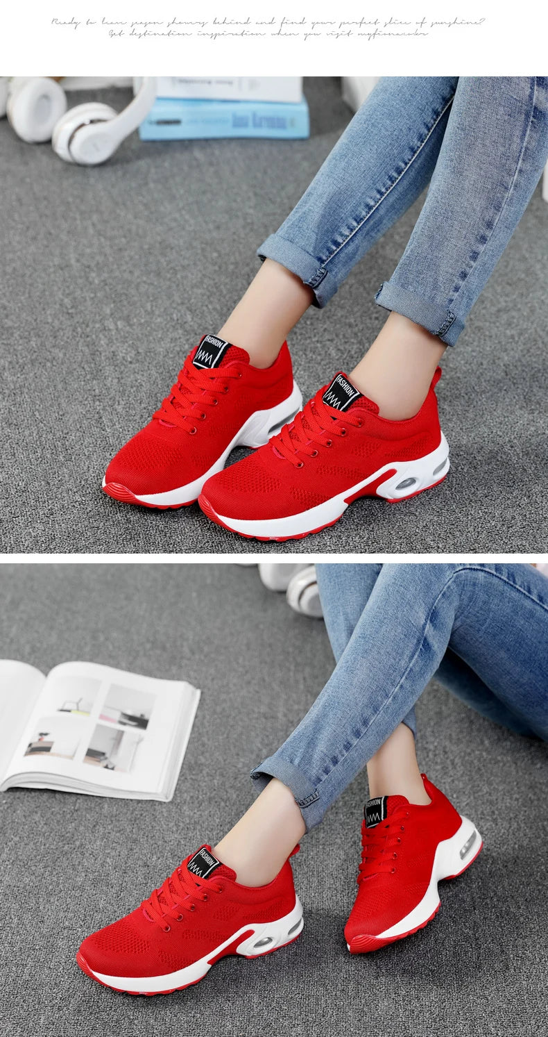 Women's Shoes Running Increase Heel Breathable Mesh Platform Summer Outdoor Light Vulcanize Sports Shoes Casual Walking Sneakers