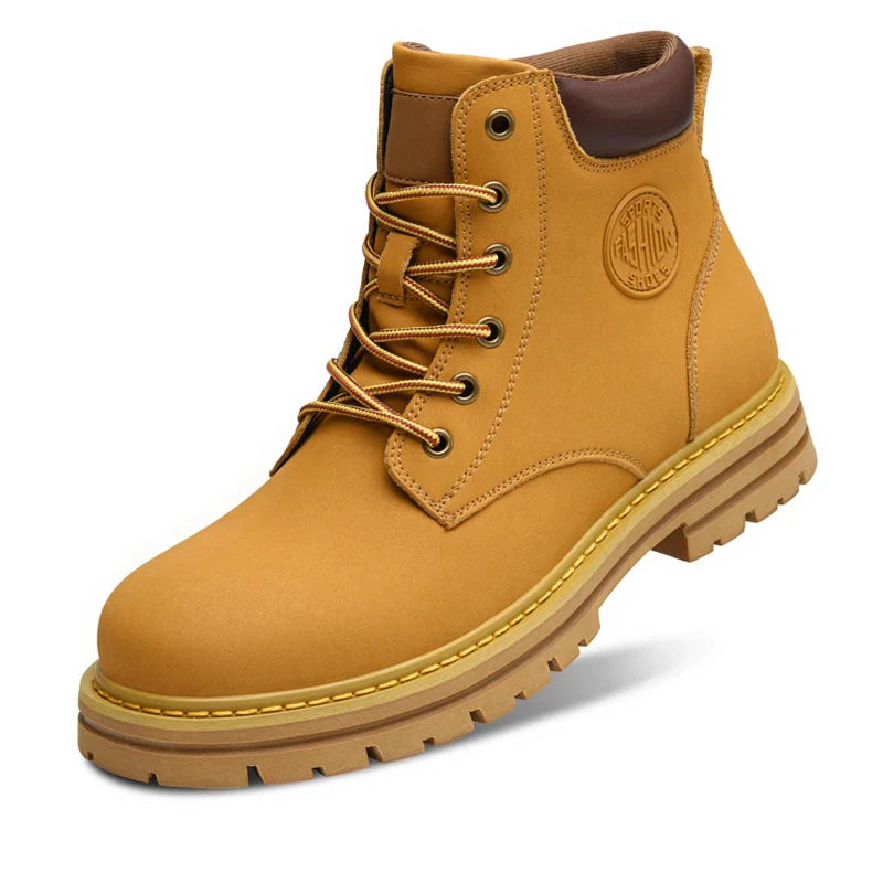 Winter Plush Warm Men Women Genuine Leather Yellow Boots Fashion British Style Work Shoes Autumn Plus Big Size 49 50 51