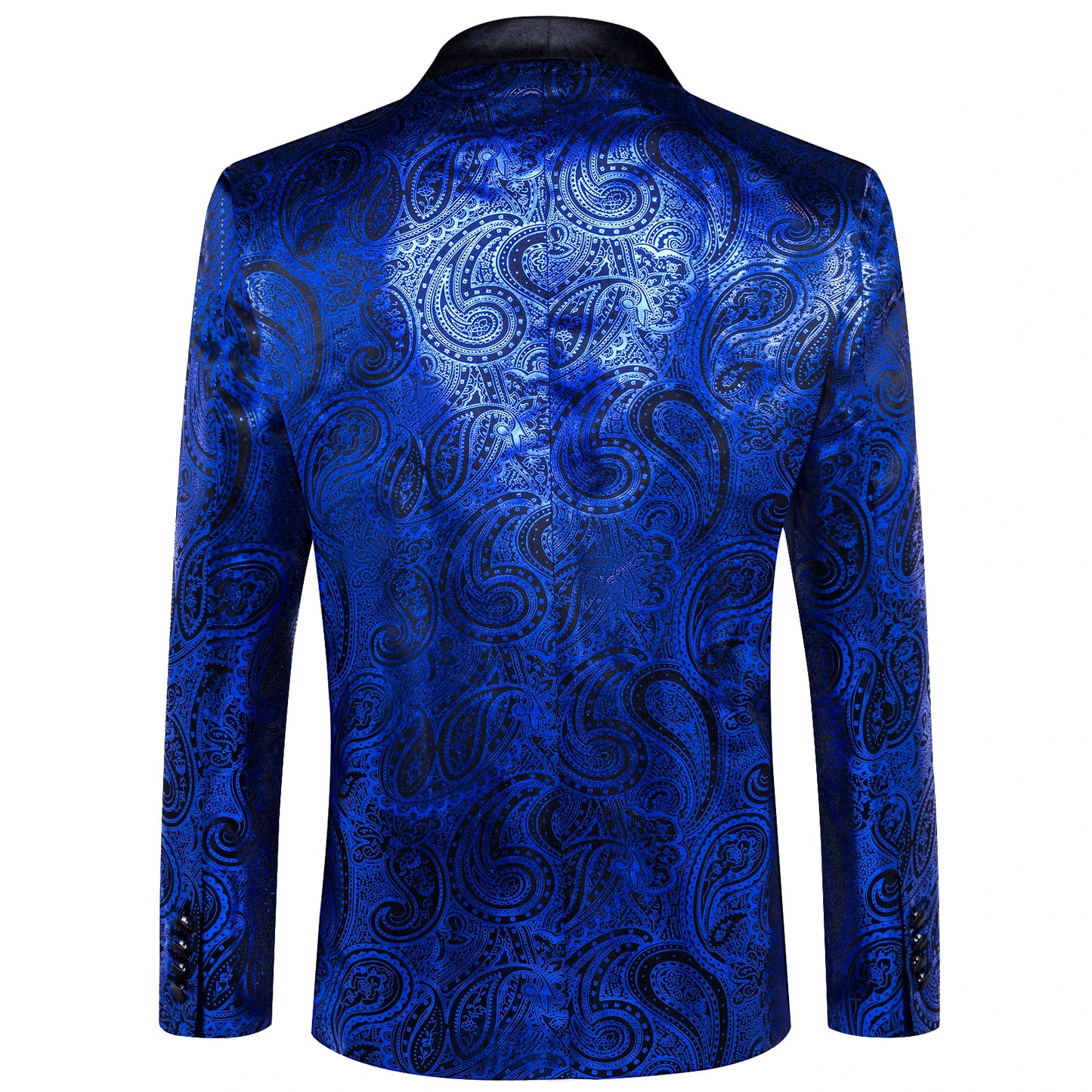 Men's Royal Blue Yellow Blazer Coat Business Slim Fit Single Button Paisley Suit Jacket for Business Party Wedding Prom