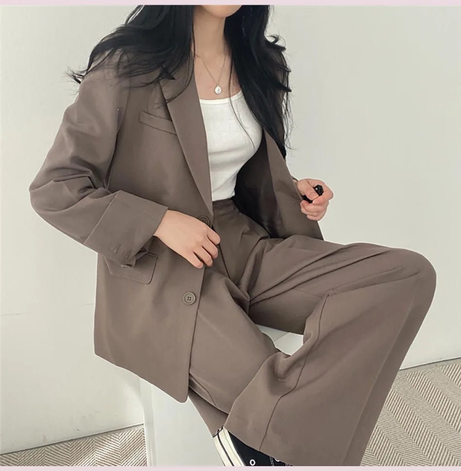 Fashion 2024 Spring and Autumn Small Suit Retro jacket slim 2-piece Set For Women Korean Style Casual Top and Pants Suit