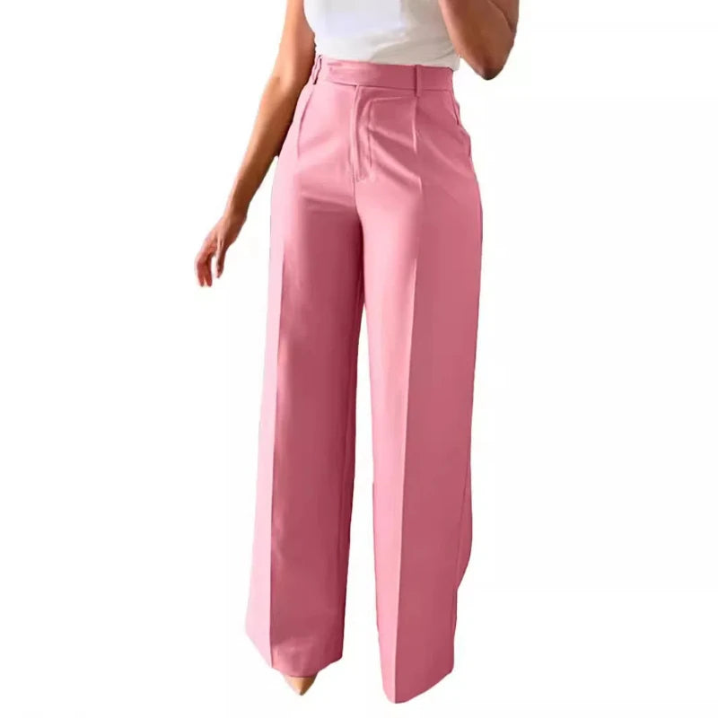 New Commuting High Waist Hanging Straight Leg Wide Leg Casual Formal Women's Pants