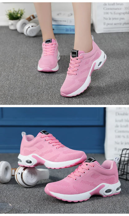 Women's Shoes Running Increase Heel Breathable Mesh Platform Summer Outdoor Light Vulcanize Sports Shoes Casual Walking Sneakers