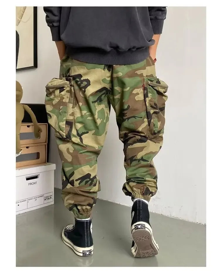 Autumnamerican Stylecasual Camouflage Cargo Pants Men's Loose-fit Trendy Brand Outdoor U.s. Military Style Harajuku Trousers