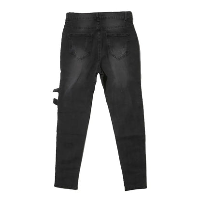 Men's Elastic Tight Jeans Fashionable And Casual Cool Pencil Pant Denim Slim Fit Pants Wear Resistant Zipper Male Trousers