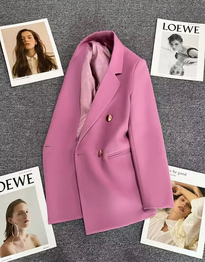 Office Lady Elegant Single Button Blazer For Women 2023 Autumn Long Sleeve Slim Stylish Jackets Winter Casual Chic Tops Coats