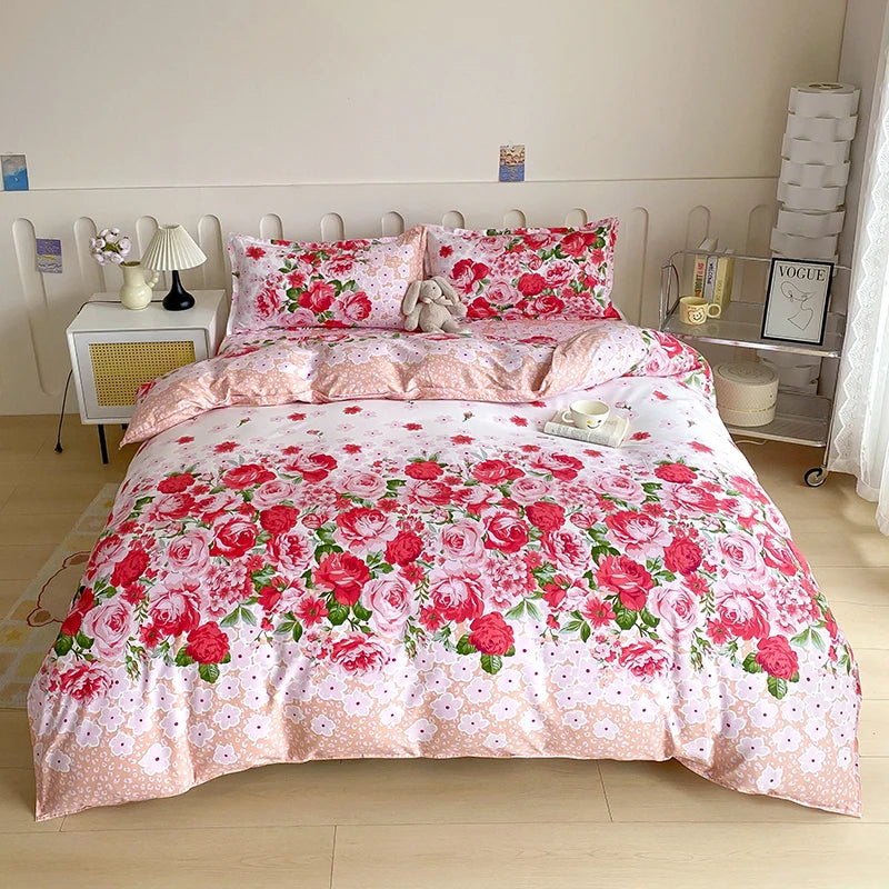 Solstice Bedding Set Duvet Cover Pillowcase Bed Linens Set Green Flowers Quilt Cover Beds Flat Sheet Twin Full Queen King Size