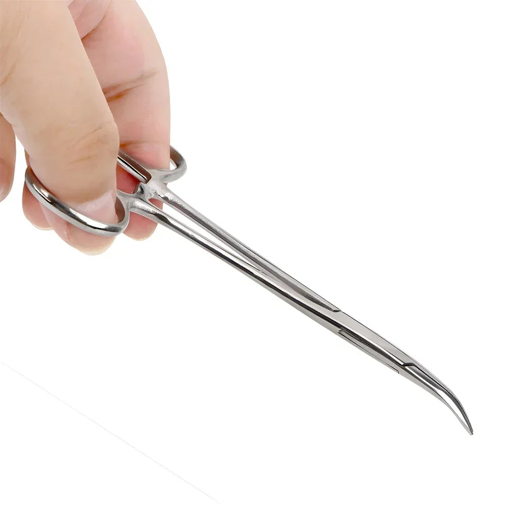 12.5/16/18cm Hemostatic Clamp Forceps Straight Curved Tweezers Medical Surgical Serrated Locking Forceps Curved Hemostat Farm