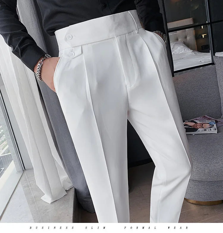 Men's Nine-Point Two-Piece Suit Pants Loose Fit Business Casual Straight Leg Lightweight Trousers Anti-Wrinkle Smooths Your Silh