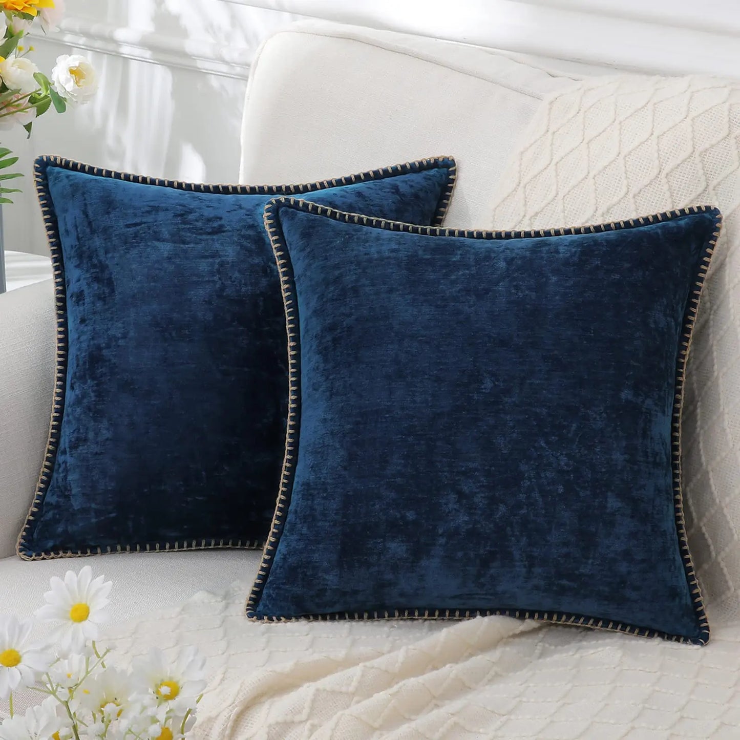 Olanly Chenille Cushion Cover 45x45 Pillow Cover 40x40cm Sofa Decorative Throw Pillow Case Soft Luxury For Living Room Decor﻿