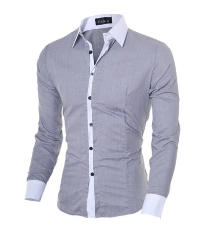 Men Long Sleeve Shirt 2024 Spring Striped Shirts Slim Fit Male Casual Social Patchwork Shirt Turn-down Collar Camisa Masculina