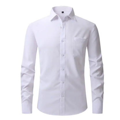 US Size Elastic Shirt New Men's Business and Leisure Long Sleeved Shirt Slim Fit Professional Dress Best-selling Seasonal Style