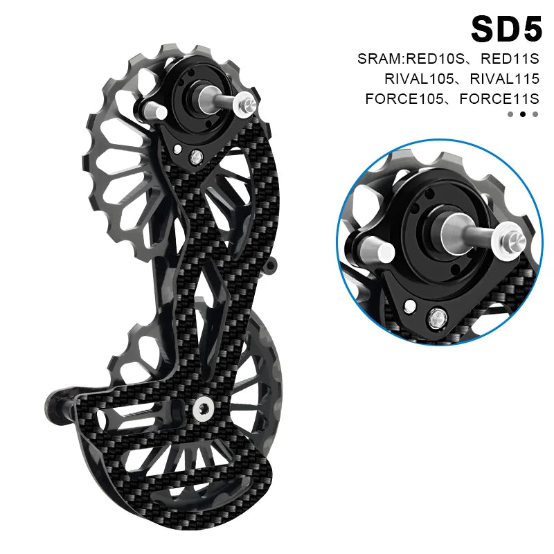 Bicycle Rear Derailleur Carbon Fiber Ceramic 13T 17T Pulley Guide Wheel For Shimano R5800 R6800 R7000 R8000 R9000 For Sram