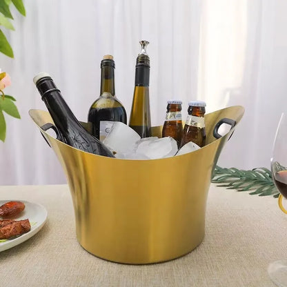 9L Ice Champagne Bucket 304 Stainless Steel Cooling Whisky Wine Beer Storage Basin Bowl Bar Accessories for Party