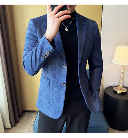 Suede Blazer Men's Fashionable Slim Fit Suit Jacket High-quality Single Breasted Business Dress Formal Jacket Blazer Hombre