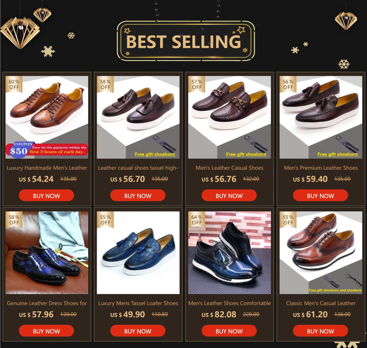 Casual Leather Men's Shoes Lace Up Comfortable Non-Slip Sole Brogue Sneakers Wedding Date Prom Men's Premium Leather Shoes.