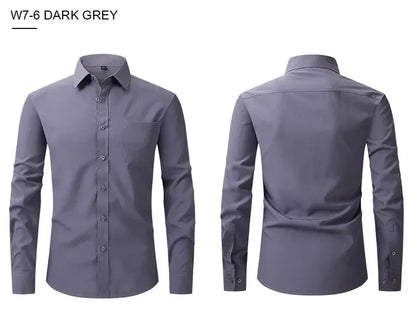 US Size Elastic Shirt New Men's Business and Leisure Long Sleeved Shirt Slim Fit Professional Dress Best-selling Seasonal Style