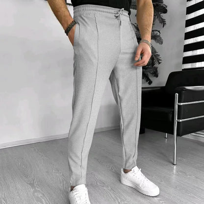 Men's Pants, Street Ruffled Solid Color Casual Waffle Pants, Four Seasons Travel New Breathable Loose Fitness Jogging Pants 2024