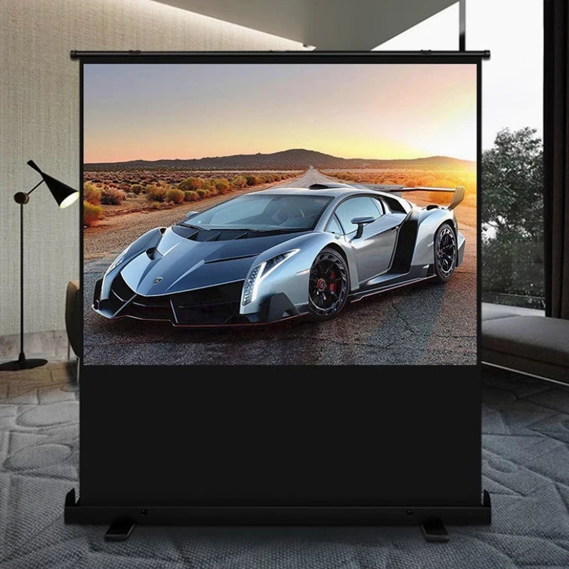 Portable Projector Screen Pull Up 60-120inch Projection with Stand 16:9 4:3 Screen 4K 8K for Home Cinema Outdoor Camping Office