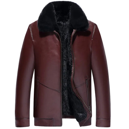 Leather Jacket Winter Jacket Men Real Mink Fur Liner Coat Genuine Sheepskin Coat Plus Size Veste Homme LSY088259 MY2243