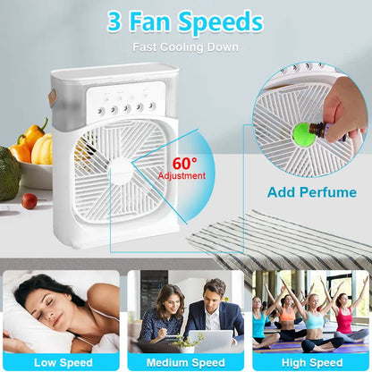 Portable Humidifier Fan AIr Conditioner Household Small Air Cooler Hydrocooling Portable Air Adjustment For Office 3 Speed Fan