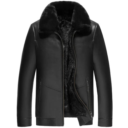 Leather Jacket Winter Jacket Men Real Mink Fur Liner Coat Genuine Sheepskin Coat Plus Size Veste Homme LSY088259 MY2243